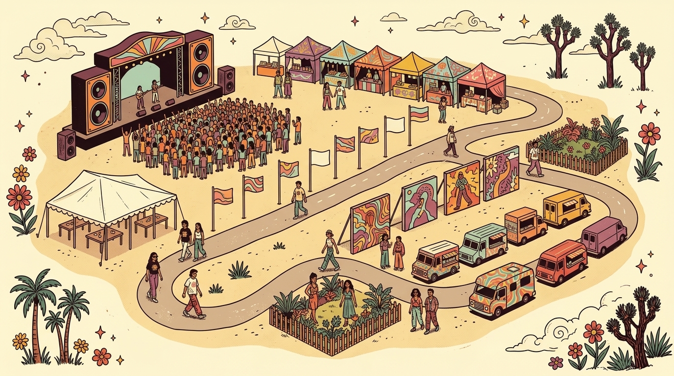 Illustrated map of the Streetland festival grounds